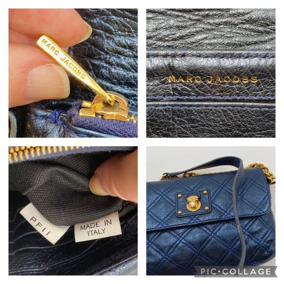 Marc Jacobs Small Single Crossbody Bag Quilted Metallic Midnight Blue Y2K Mini - Picture 7 of 14